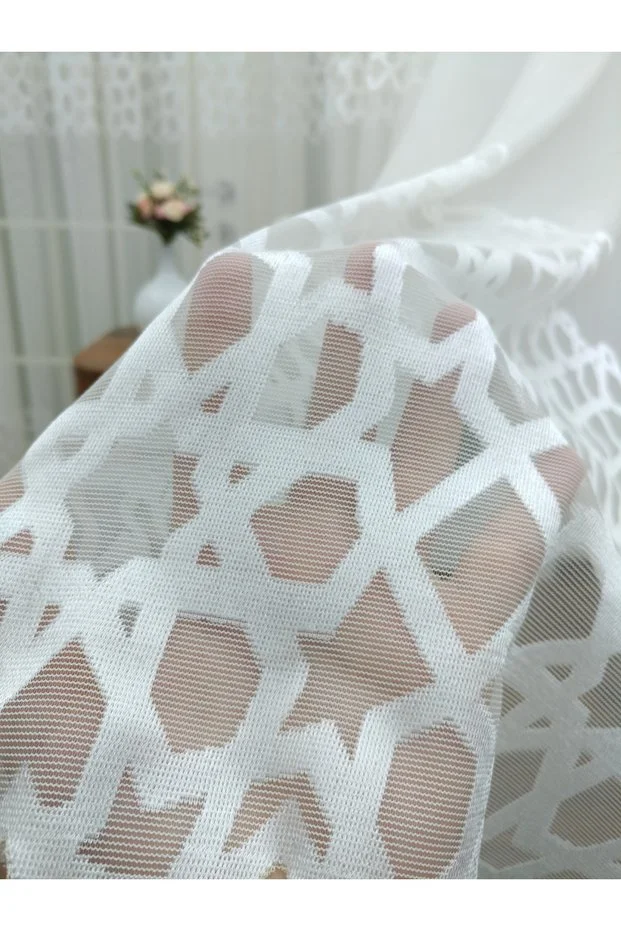 Floş Örme Dantel Tül Perde, 350x250, Sık Pile, 1/3